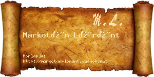Markotán Lóránt névjegykártya